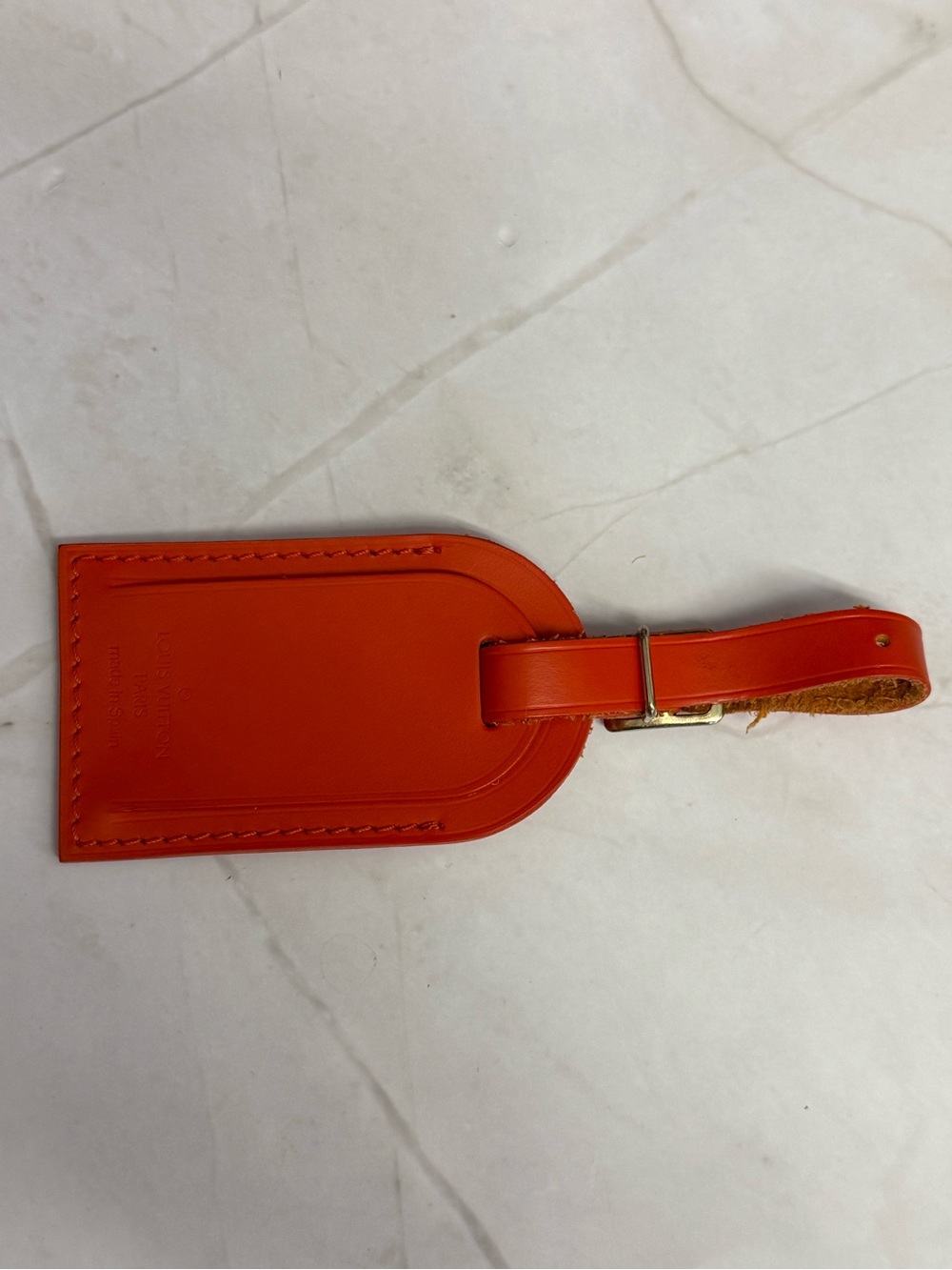 Louis Vuitton Orange Leather Luggage Tag